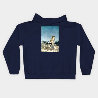 Playing Music for the Fairies - Peter Pan in Kensington Park - Arthur Rackham Kids Hoodie